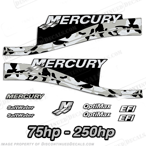 Mercury 75hp - 250hp Decals - Gray Camo INCR10Aug2021