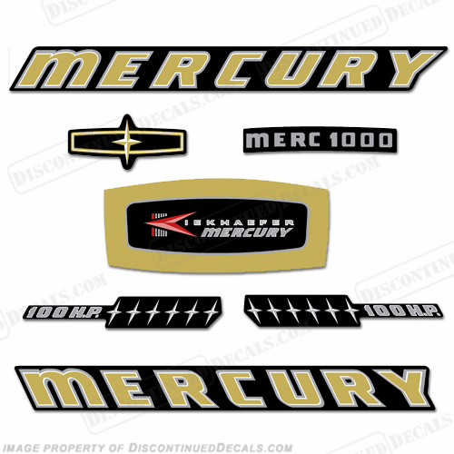 Mercury 1965 100HP Outboard Engine Decals INCR10Aug2021
