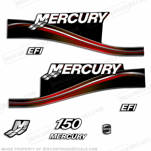 Mercury 150hp EFI Decal Kit -  2005-2010 Style (Red) mercury, 150, 150 hp, horsepower, 150hp, 2005, 2006, 2007, 2008, 2009, 2010, electronic, fuel, injection, INCR10Aug2021