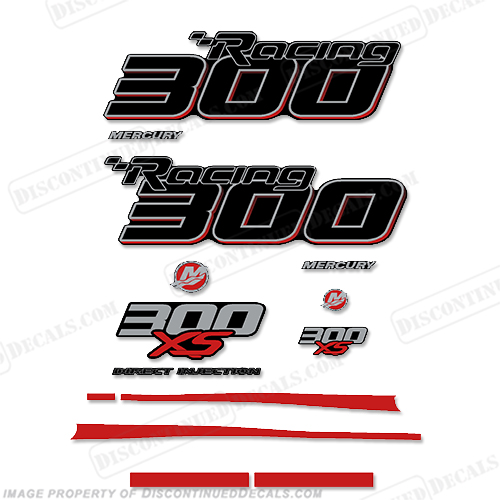 Mercury Racing Optimax 300XS DFI DECAL SET 8M0121263 - With Stripes! 300, 300-xs, 300 xs, xs, 016 2017 Mercury Racing 300 hp Optimax 300XS decal set replica (All domed decals and emblem as flat vinyl decals Non OEM)  Referenced Part number: 8M0121263  Made as decal Upgrade for 2006-2017 Outboard motor covers. RACE OUTBOARD HIGH PERFORMANCE 3.2L 300XS OPTIMAX 1.62:1 300 XS L SM PN: 881288T64 ,898103T93, 8M0121265. , INCR10Aug2021