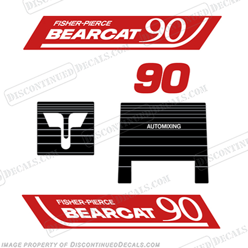 Fisher Pierce Bearcat 90 fisher, pierce, bearcat, 90, hp, bear, cat, outboard, motor, engine, decal, sticker,INCR10Aug2021