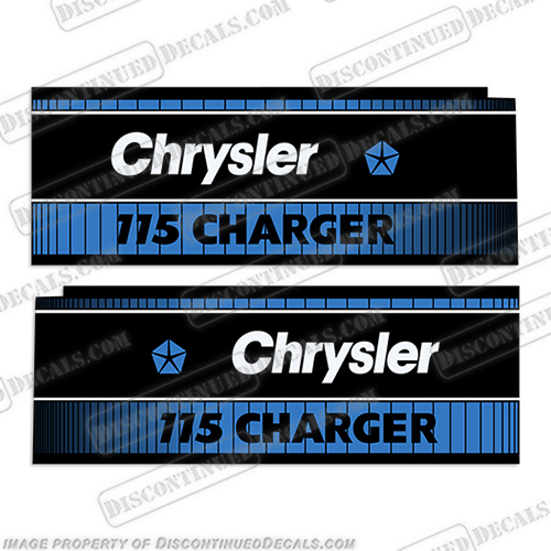 1984 Chrysler 115hp Charger Outboard Motor Decal Kit  chrysler, decals, 115hp, 115, 72h9d, 1984, 84, 84', boat, engine, stickers, decal, kit, vintage, motor,