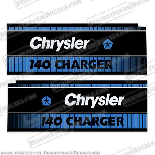 1984 Chrysler 140hp Charger Outboard Motor Decal Kit  chrysler, decals, 140hp, 140, 72h9d, 1984, 84, 84', boat, engine, stickers, decal, kit, vintage, motor, charger