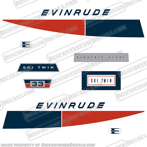 Evinrude 1971 33hp Decal Kit evinrude, 33, hp, 1971, vintage, outboard, motor, engine, decal, sticker, kit, set