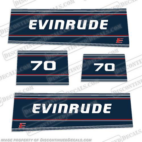 Evinrude 70hp Outboard Engine Motor Decal Kit - 1992-1993-1994  evinrude, 70, 1992, 1993, 1994, vintage, outboard, motor, boat, engine, decal, kit, set, INCR10Aug2021