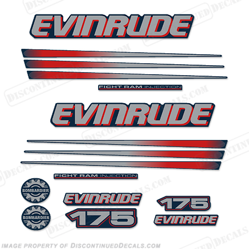 Evinrude 175hp Bombardier Decal Kit - Blue Cowl INCR10Aug2021