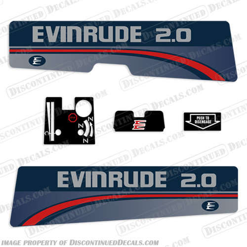 Evinrude 2.0hp Decal Kit - 1995-1997 evinrude, 2.0, 20, 2, 0, hp, 1994, 1995, 1996, 1997, outboard, engine, motor, decal, sticker, kit, set, 94, 95, 96, 97