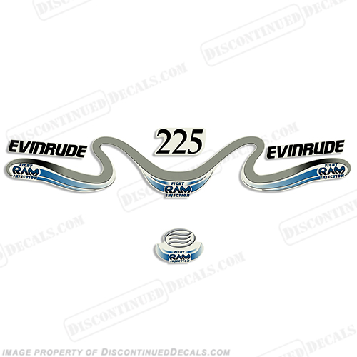 Evinrude 225hp Ficht Ram Decals 1999 - 2000 - White/Blue INCR10Aug2021