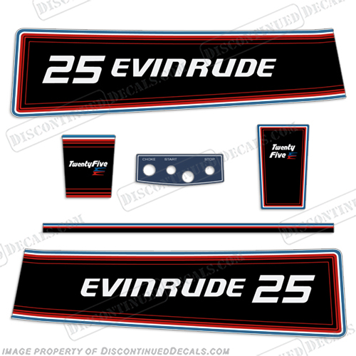 Evinrude 1981 25hp Decal Kit evinrude 25, 25, 25hp, notor, decal, vintage, sticker, 1981,  81, INCR10Aug2021
