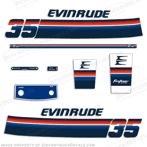 Evinrude 1978 35hp Decal Kit INCR10Aug2021