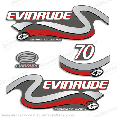Evinrude 70hp FourStroke Decals (Silver) - 1999 INCR10Aug2021