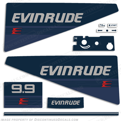 Evinrude 1986 9.9hp Decal Kit evinrude 9.9, 86, INCR10Aug2021