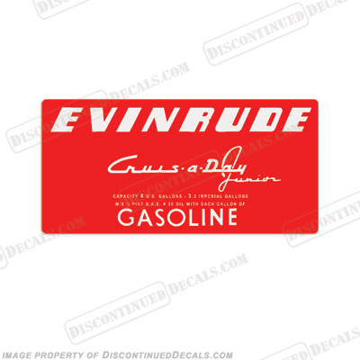 Evinrude 1953-1956 4 Gallon Fuel Tank Decal INCR10Aug2021