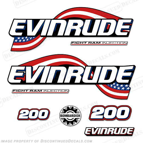 Evinrude 200hp Flag Series Decals INCR10Aug2021