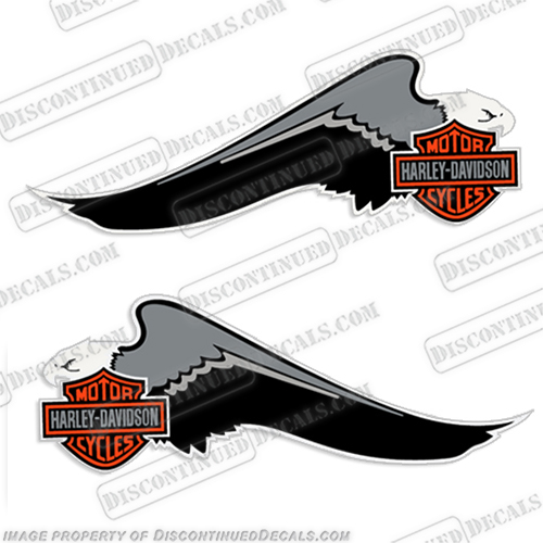 Harley-Davidson Fuel Tank Motorcycle Decals (Set of 2) - Eagle Wing  harley, harley davidson, harleydavidson, scroll, eighty five. eagle, wing, 85, 85', 1985, 1986, INCR10Aug2021