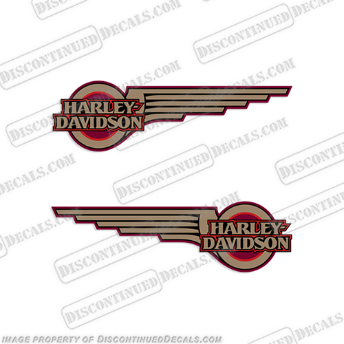 Harley-Davidson Springer FXSTSI Tank Decals (Set of 2) -Red-Gold harley, davidson, decals, springer, fxstsi, motorcycle, fuel, tank, stickers, gold