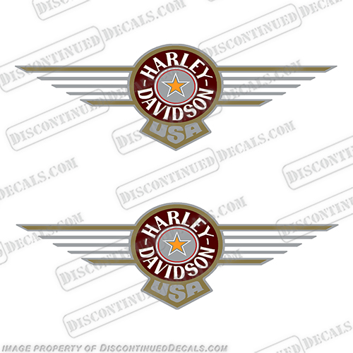 Harley-Davidson Fuel Tank Motorcycle Decals (Set of 2) - Fatboy- Metallic Silver- Metallic Gold - Maroon with Red Ring and Orange Star 1995 harley, harley davidson, harleydavidson, fatboy, fat boy, fat, boy, Harley-Davidson,  Fuel,  Tank,  Motorcycle, Decals, Set of 2,- Fatboy, Metallic, Silver, Metallic, Gold, Maroon, with, Red, Ring, and, Orange, Star, 1995,INCR10Aug2021 