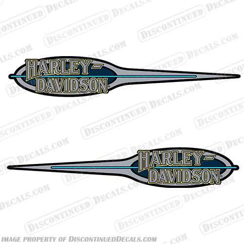 Harley-Davidson Lowrider Decals (Set of 2) Silver/Blue - Style 2 Harley, Davidson, Harley Davidson, Lowrider, 1992, 92, Low, Rider, silver. blue, style, 2, low, rider, 
