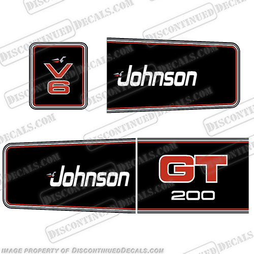 Johnson 1990s GT 200 Decals 1991, 1992, 1993, 1994, 1995, gt200, gt150, 150, gt, v6, VJ150SLEI6, VJ200SLEI6, johnson, 200, gt, 1992, 1991, 1990, 1993, outboard, engine, motor, decal, sticker, kit, set