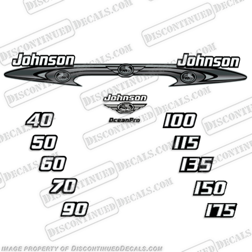 Johnson 40-50-60-70-90-100-115-135-150-175 OceanPro Decals - Wrap Around ocean, pro, ocean pro, ocean-pro, 90, 115, 135, 150, 175, 70, 40, 50, 60, 100, hp, Wrap Around