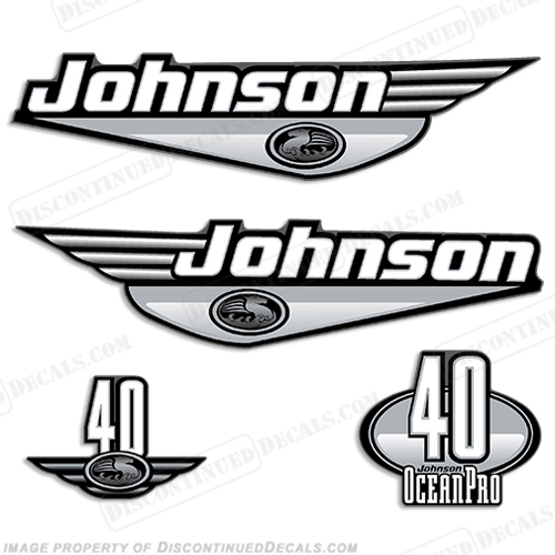 Johnson 40hp OceanPro Decals - Select the color of your choice from Dark Blue, Bright Blue, Red or Silver  ocean, pro, ocean pro, ocean-pro, INCR10Aug2021, 40, 40hp