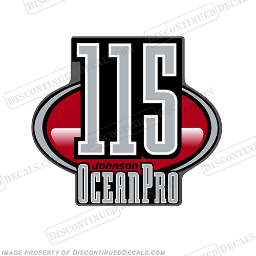 Johnson Ocean Pro Single "115" Rear Decal - You choose color  ocean, pro, ocean pro, ocean-pro, johnson, rear, front, single, individual, sticker, 115, 115hp, INCR10Aug2021