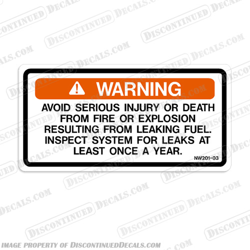 Warning Fire / Explosion Label Decal - NW201-03 warning, decal, label, fire, explosion, NW201-03, outboard, sticker, 