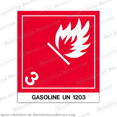 Gasoline UN 1203 Flammable Label  gasoline, un, UN, 1203, flammable, label, sticker, decal, warning, single, 