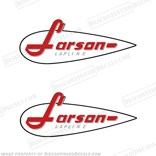 Larson Boat Logo Decal with Chrome Accent - (Set of 2) Old, older, new, style, lapline, mirror, outline, INCR10Aug2021