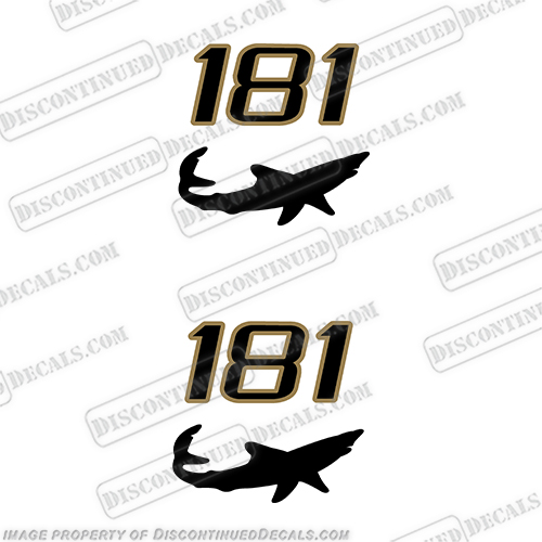 Mako 181 Boat Decals - Black/Gold (Set of 2)  boat, logo, decal, capacity, plate, sticker, decal, regulation, coast, guard, warning, fuel, gas, diesel, safety, mako, 181, INCR10Aug2021