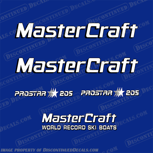 MasterCraft ProStar 205 Boat Decals Style 4 Master, Craft, 1990s, 1980s, 1980s, 1990s, 90, 80, 90s, 80s, 90s, 80s, 190, pro, star, prostar, sport, boat, decals, mastercraft, prosport, 1991, 1992, 1993, 1994, 1995, 1996, 1997, blue, hull, style, 3, 