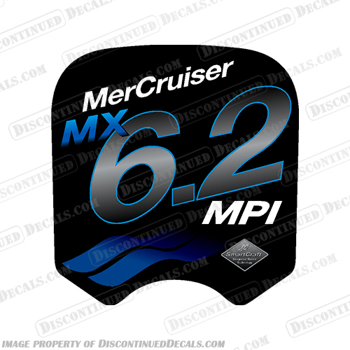 Mercruiser MX 6.2 MPi Decal - Blue mercruiser, mpi, mx, 6.2, blue, single, decal, sticker, logo. 