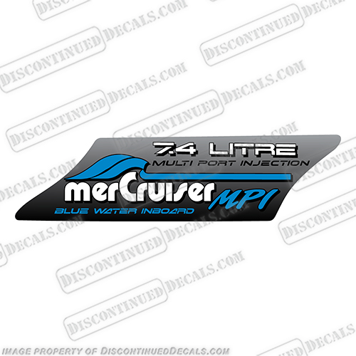 Mercruiser 7.4 MPI Blue Water Inboard Decal  mer, cruiser, mercury, 7.4, liter, litre, blue, water, inboard, mpi, mag, multiport, multi, port, injection, mercruiser, magnum, INCR10Aug2021