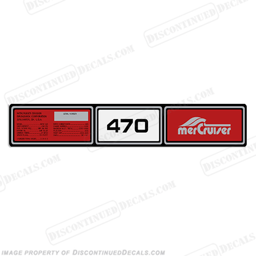 Mercruiser 1982-1989 470hp Valve Cover Decals 1982, 1983, 1984, 1985, 1986, 1987, 1988, 1989, 470 hp, rocker cover decal, #37-77263, INCR10Aug2021