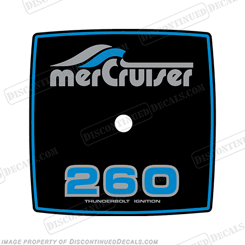 Mercruiser 260/V8 Thunderbolt Flame Arrestor Decal   merc, 260, v8, alpha, flame, arrestor, decal, sticker, cover, plate, bravo, one, two, thunderbolt, INCR10Aug2021