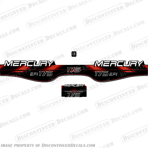 Mercury 175hp EFI Decals - 1994 - 1999 (Red) mercury, 175, efi, EFI, decal, 1994, 1995, 1996, 1997, 1998, red, stickers, decals, engine, kit, outboard, 1999