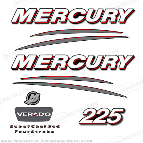 Mercury 225hp Verado Decal Kit - Straight INCR10Aug2021