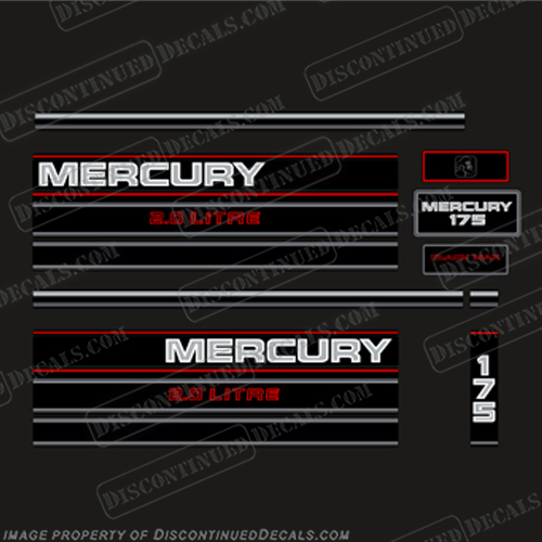 Mercury 175hp 2.5 Litre BlackMax Decal Kit - 1995  Mercury, 175hp, BlackMax, 2.5, Litre Decal Kit, - 1995, 1990, 90, 90s, Black Max, liter, litre, 175, Black, Max, 1994, 1996, INCR10Aug2021