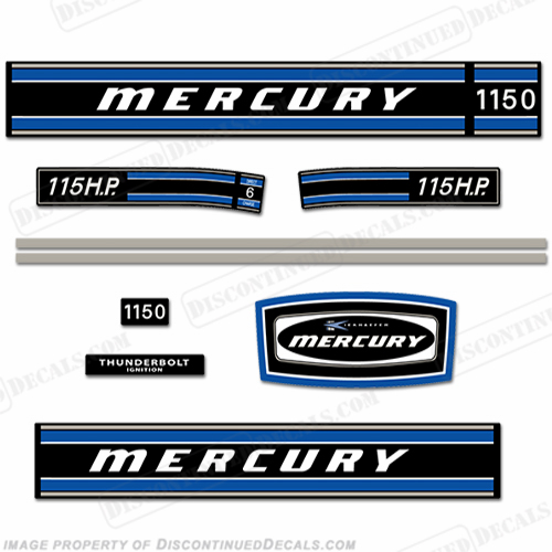 Mercury 1972 115HP Outboard Engine Decals INCR10Aug2021