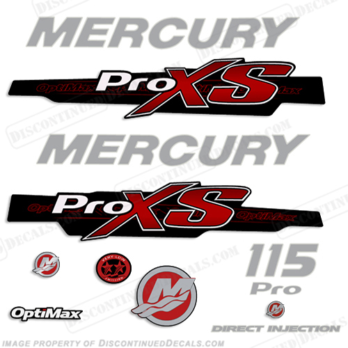 Mercury 115hp ProXS 2011+ Style Decals - Red 115, pro xs, pro, pro-xs, xs, proxs, optimax proxs, optimax pro xs, optimax pro-xs, pro-xs, INCR10Aug2021