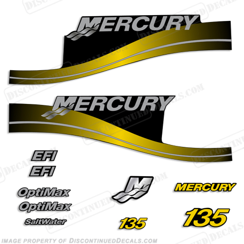 Mercury 135hp Saltwater Series Decal Kit - Yellow/Silver INCR10Aug2021