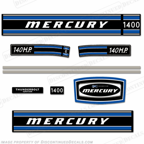 Mercury 1972 140HP Outboard Engine Decals INCR10Aug2021