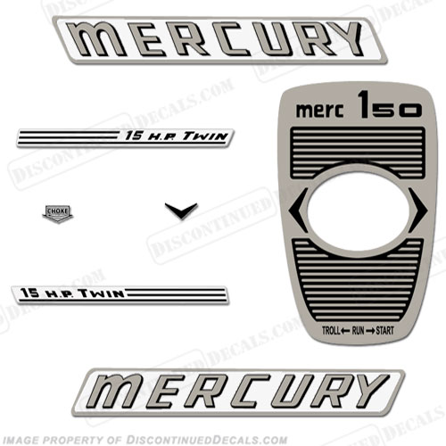 Mercury 1961 15HP Outboard Engine Decals INCR10Aug2021