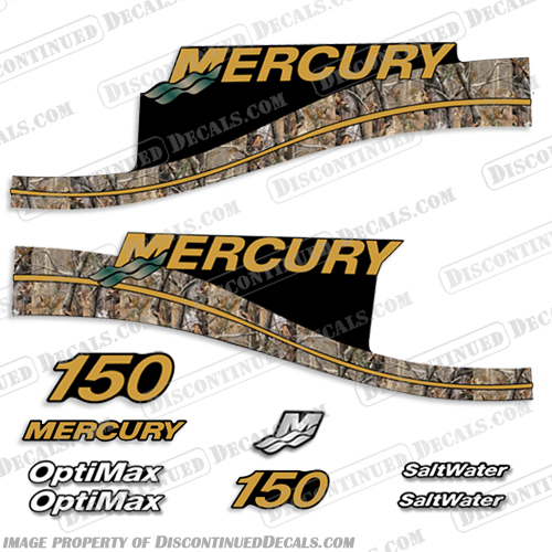 Mercury Custom 150 Decal Kit - Real Camo Style mercury, decals, 150, hp, optimax ,saltwater, real, tree, camo, camoflauge
