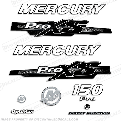 Mercury 150hp ProXS 2013+ Style Decals - White/Black pro xs, optimax proxs, optimax pro xs, optimax pro-xs, pro-xs, 150 hp, INCR10Aug2021