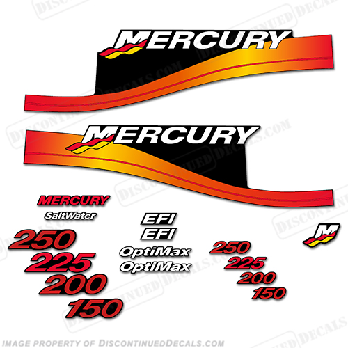 Mercury 150hp-300hp Racing Series Decals INCR10Aug2021