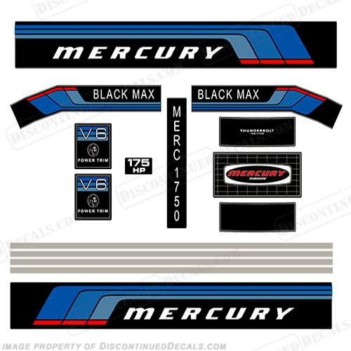 Mercury 1977 175HP Outboard Engine Decals INCR10Aug2021