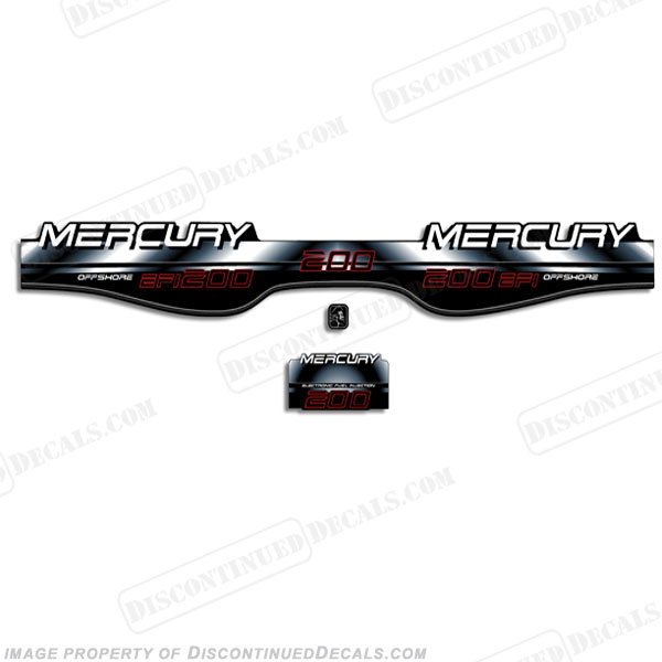 Mercury 200hp Offshore BlackMax Decals - White/Black INCR10Aug2021