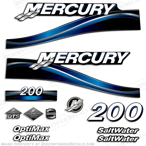 Mercury 200hp Optimax Decal Kit - 2005 (Blue) INCR10Aug2021