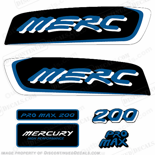 Mercury 200hp Pro Max Decal Kit - Blue/White pro. max, pro max, pro-max, promax, ProMax, INCR10Aug2021